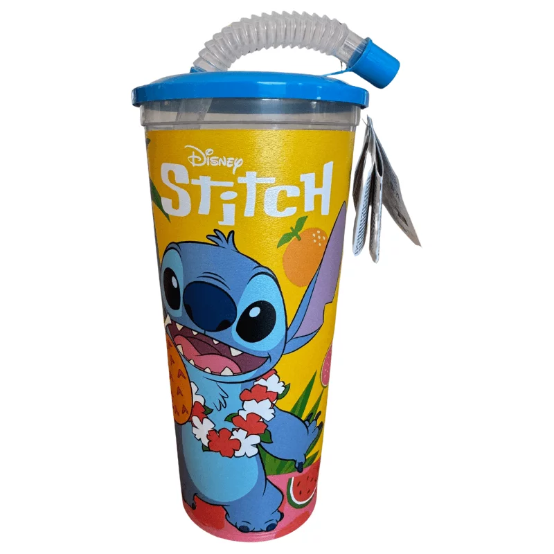 Szívószálas pohár csokis keksszel 10g – Stitch - Citromsárga