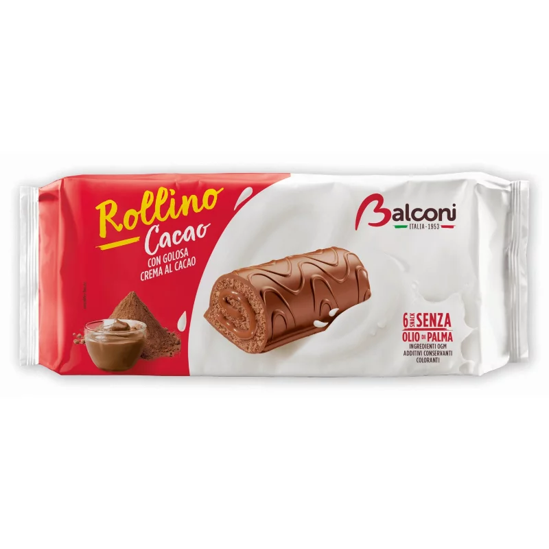 Balconi piskótatekercs 222g rollino cacao - csokimártott kakaós kr. 6x37g