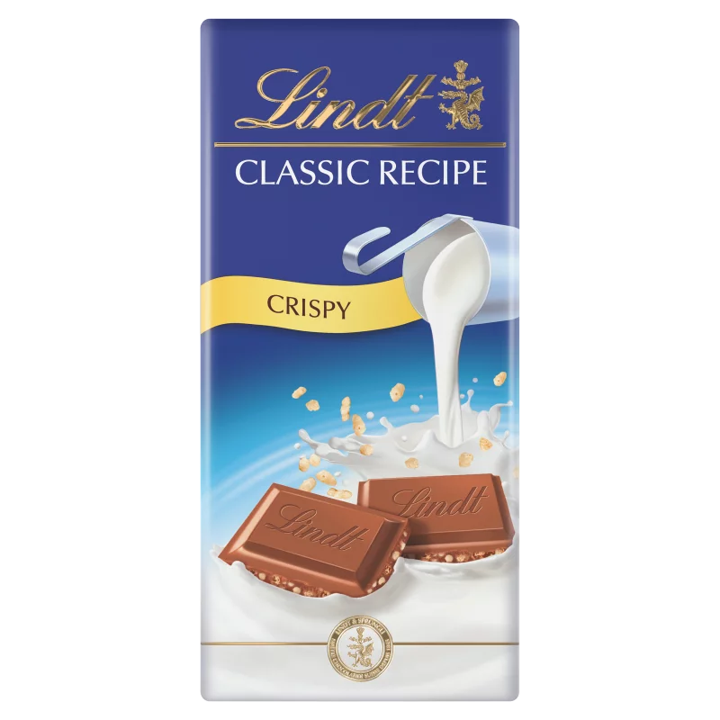 Lindt Classic Recipe tejcsokoládé ropogós rizspehellyel 100 g 