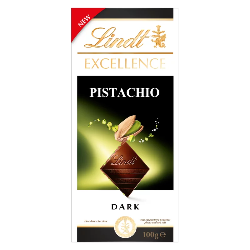 Lindt Excellence étcsokoládé karamellizált pisztáciával és tengeri sóval 100g