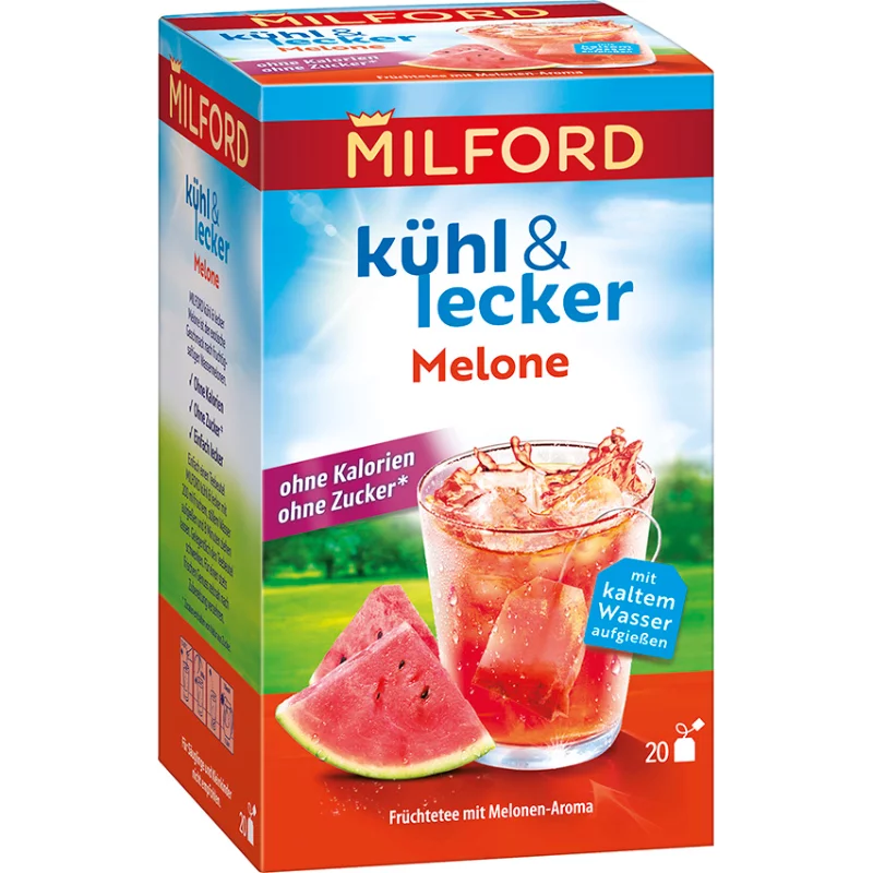 Milford kühl&lecker gyümölcstea 20x2,5g active dinnyeízű hidegen készíthető