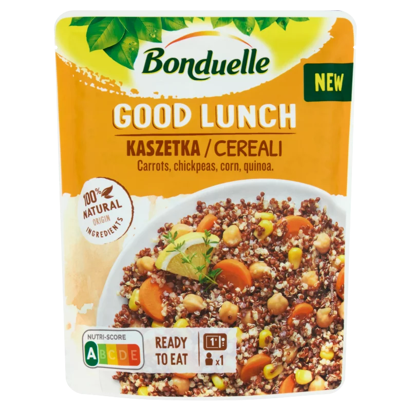 Bonduelle Good Lunch sárgarépa, csicseriborsó, kukorica és quinoa keveréke olívaolajjal 250 g