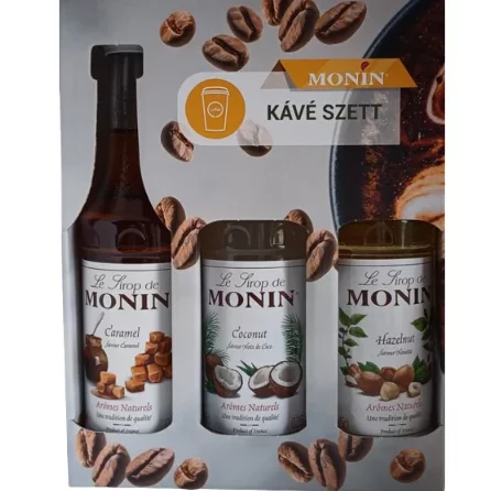 Monin szirup 3x250ml kávé szett kókusz, mogyoró, karamell