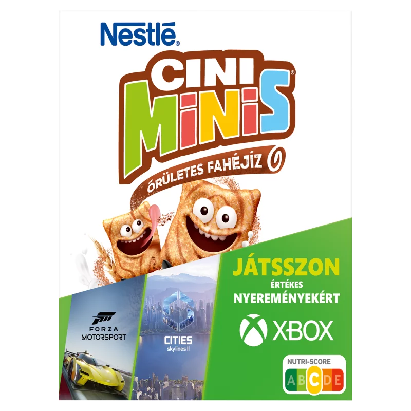 Nestlé Cini Minis ropogós fahéjas gabonapehely teljes kiőrlésű búzával, vitaminokkal és vassal 250 g