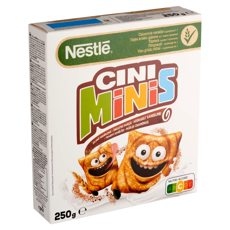 Nestlé Cini Minis ropogós fahéjas gabonapehely teljes kiőrlésű búzával, vitaminokkal és vassal 250 g