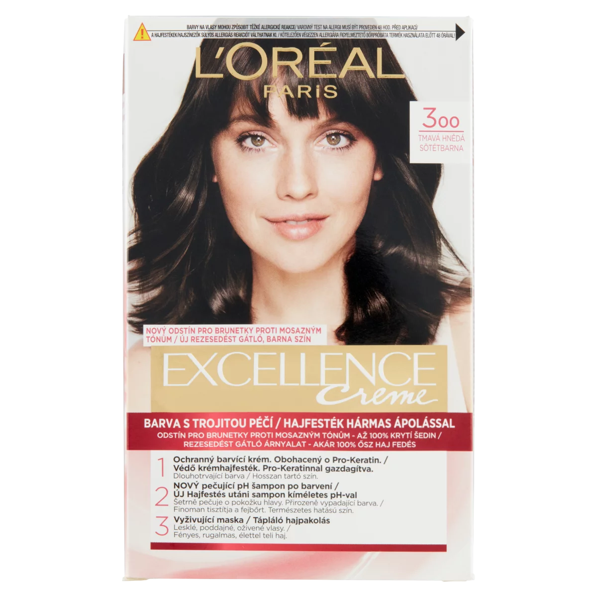 L'Oréal Paris Excellence Creme 300 Sötétbarna hajfesték hármas ápolással