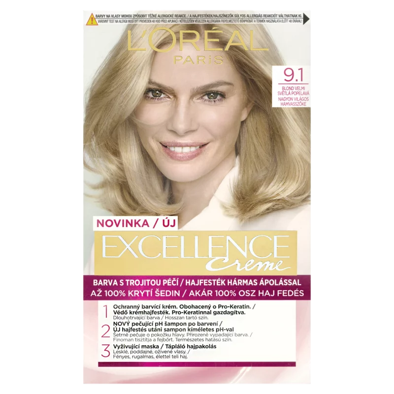 ĽOréal Paris Excellence Créme Krémhajfesték 9 .1 Nagyon Világos Hamvasszőke 72 +48 +12 +60 ml