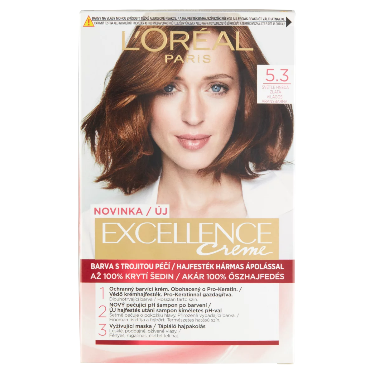 L'Oréal Paris Excellence Creme 5.3 Világos aranybarna hajfesték hármas ápolással