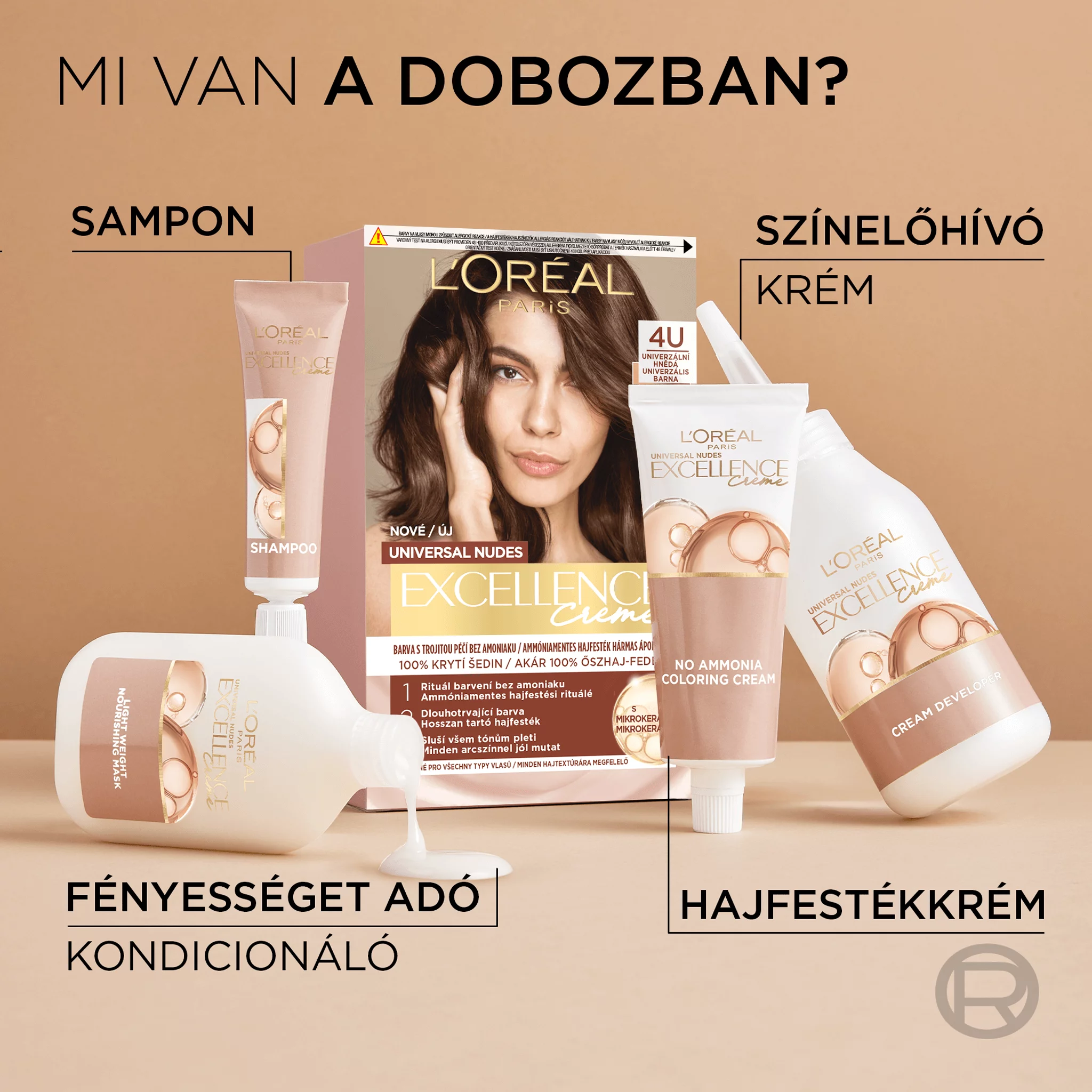 L´Oreal Excellence hajfesték Nude 4U barna