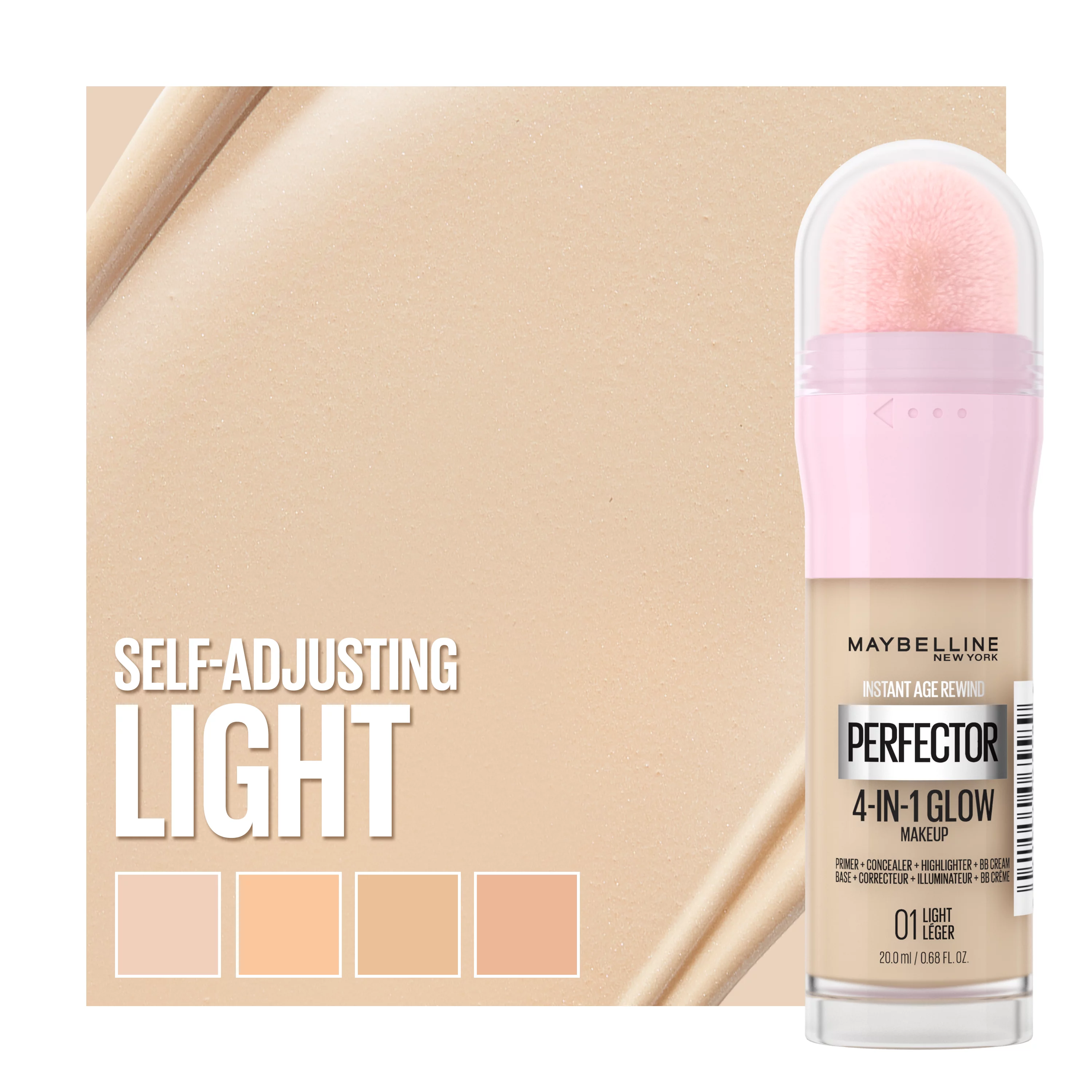 Maybelline New York Instant Perfector 4-in-1 Glow 01 Light fényes hatású alapozó, 20 ml