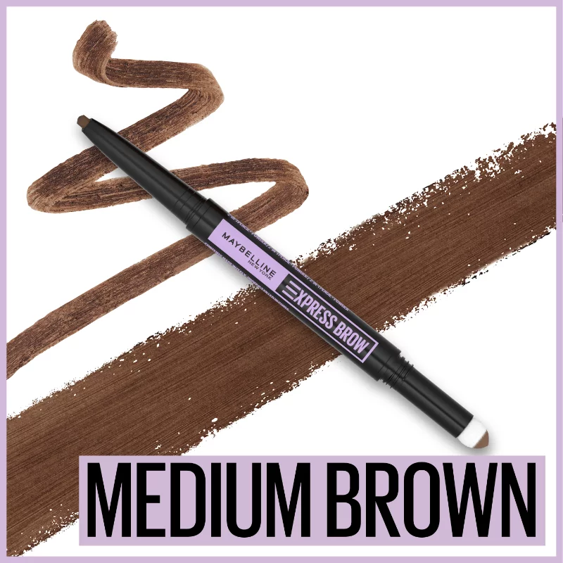 Maybelline NY Express Satin Duo 02 Medium Brown szemöldökceruza és púder duo, 1g
