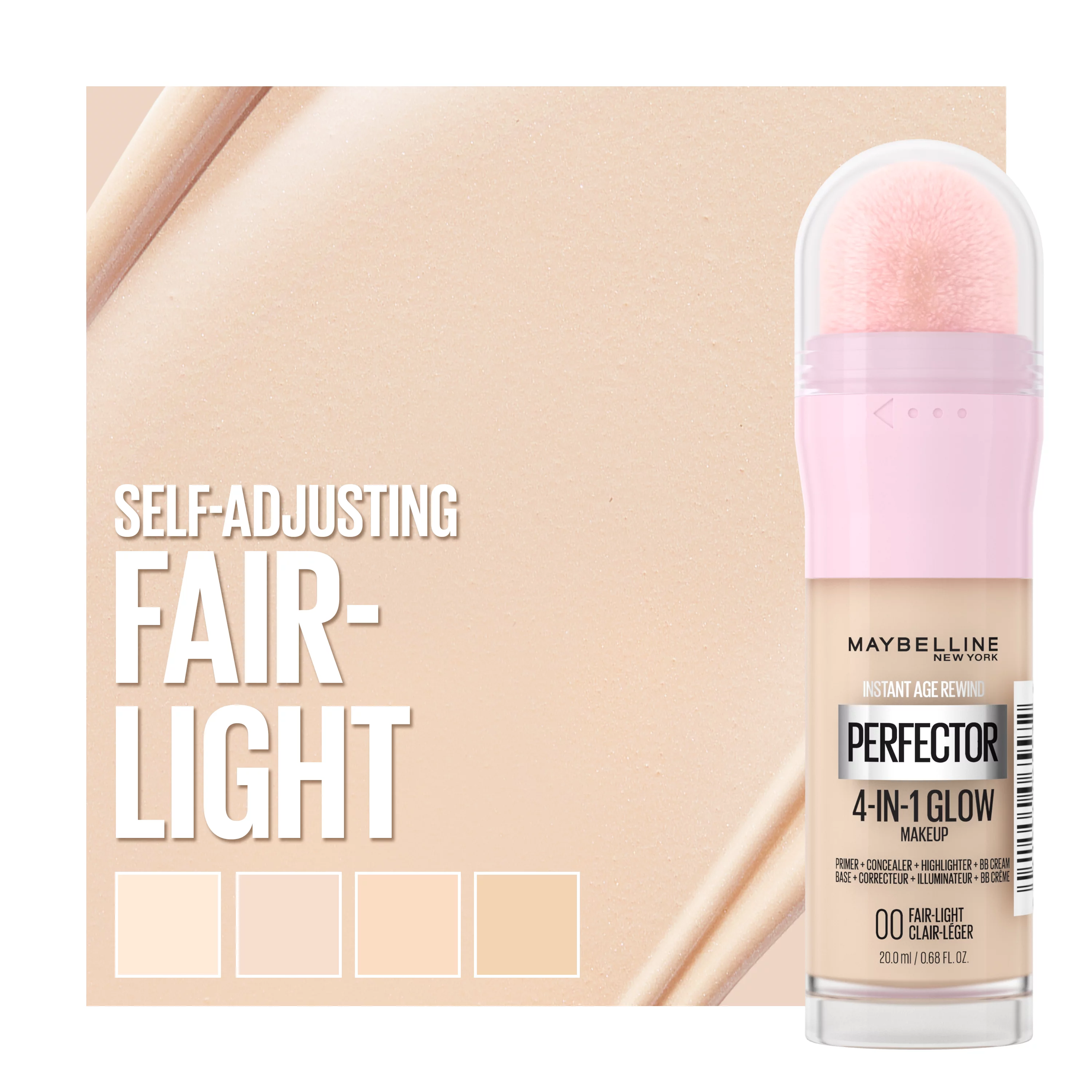 Maybelline New York Instant Perfector 4-in-1 Glow 00 Fair fényes hatású alapozó, 20 ml