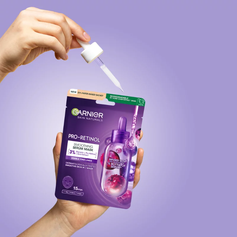 Garnier Skin Naturals Pro-Retinol simító szérumos textilmaszk, 22g