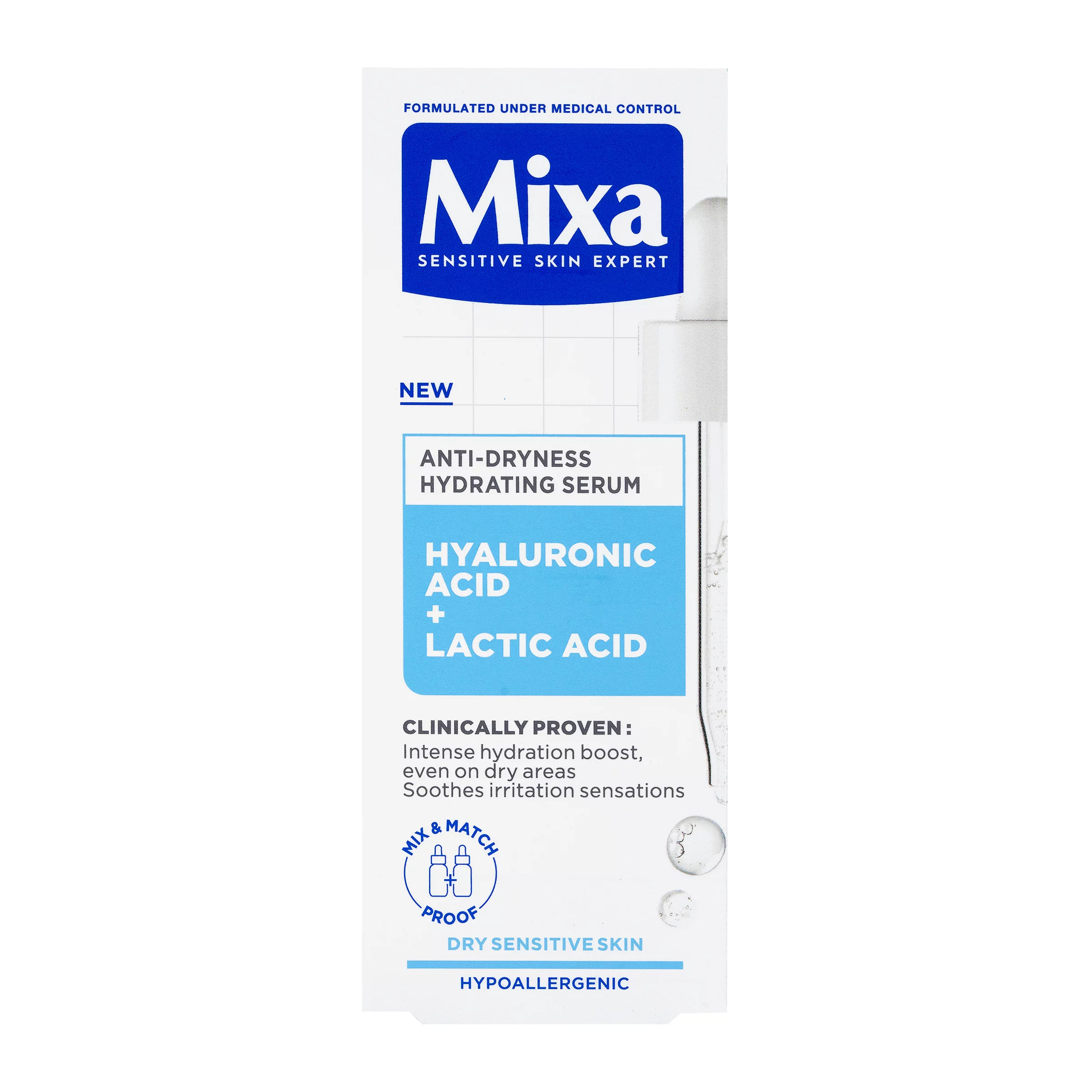 Mixa arcszérum 30ml Hyaluronic Acid és Lactic Acid Anti Dryness 
