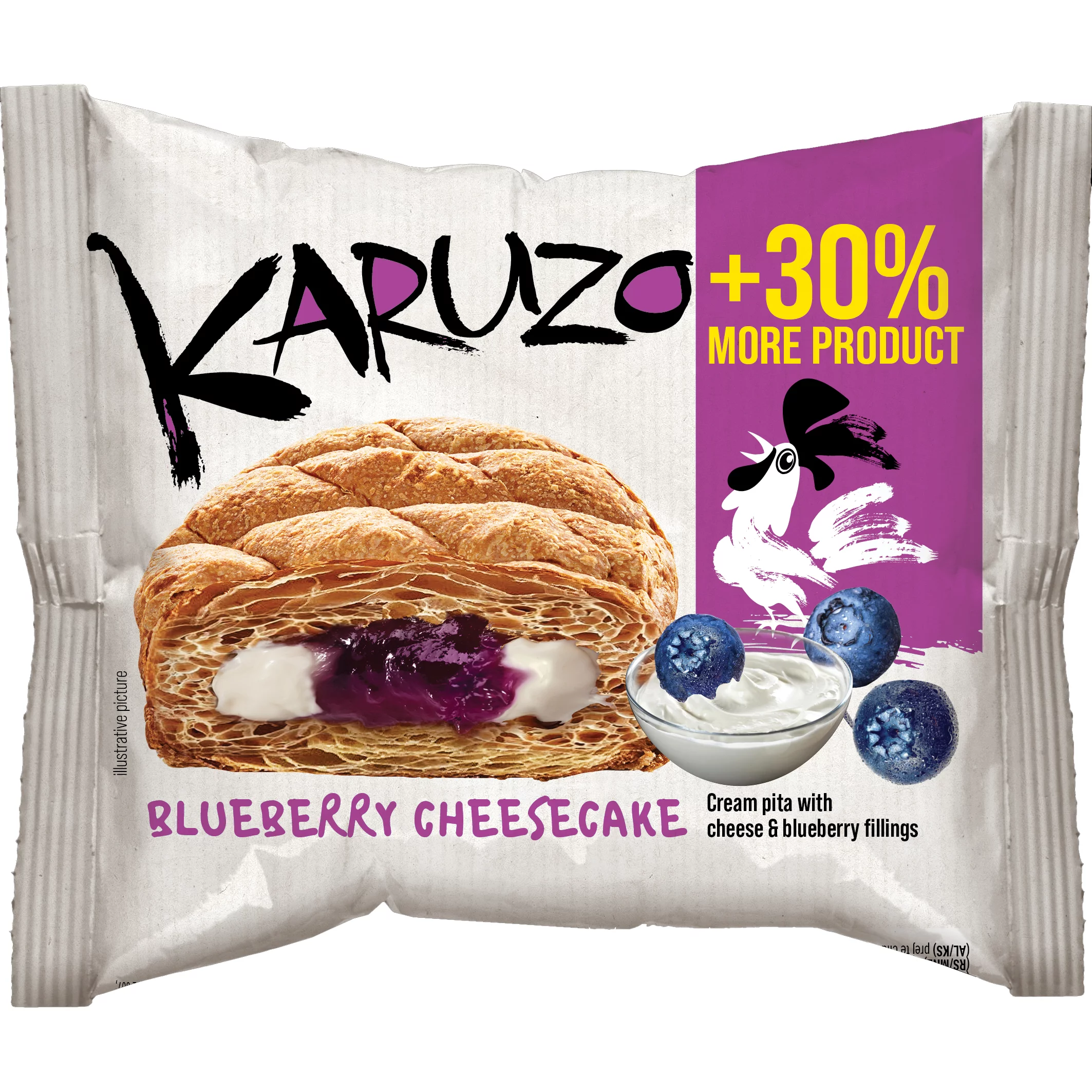 Karuzo blueberry cream pita 82g krémtúrós-kék áfonyás töltelékkel