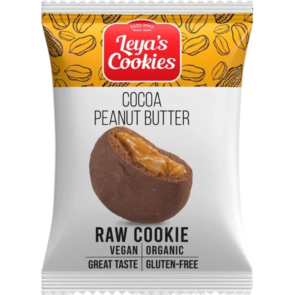 Leya's Cookies nyers sütemény 25g kakaóval-földimogy. vajjal
