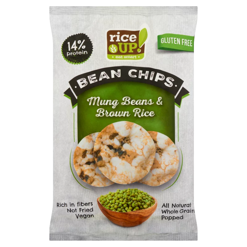 RiceUp! Eat Smart teljes kiőrlésű gluténmentes barna rizs chips mungóbabbal 60 g