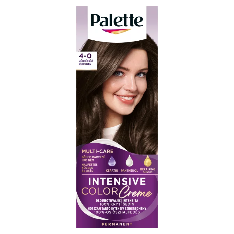 Palette Intensive Color Creme tartós hajfesték 4-0 középbarna