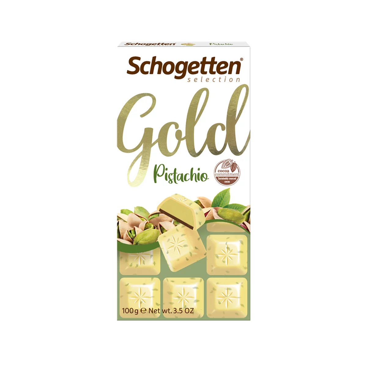 Schogetten Gold fehércsokoládé 100g pisztáciával