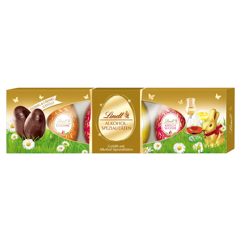 Lindt étcsokoládé különböző alkoholos töltelékekkel 6 db 108 g 