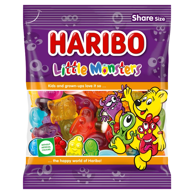 Haribo Little Monsters gyümölcsízű gumicukorka részben habosított gumicukorka réteggel 160 g 