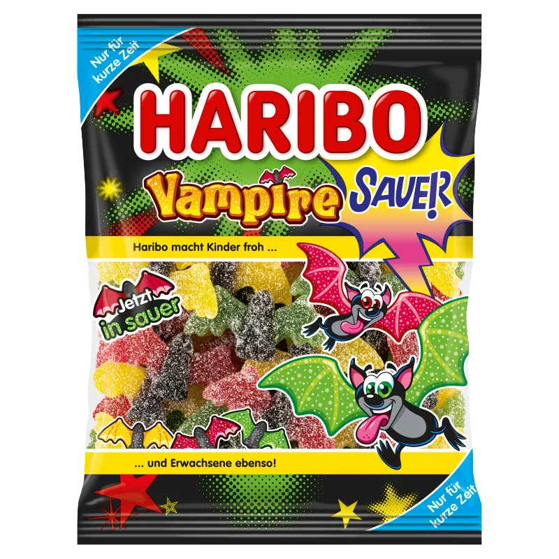 Haribo Vampire Sauer gyümölcsízű gumicukorka medvecukorral 175 g