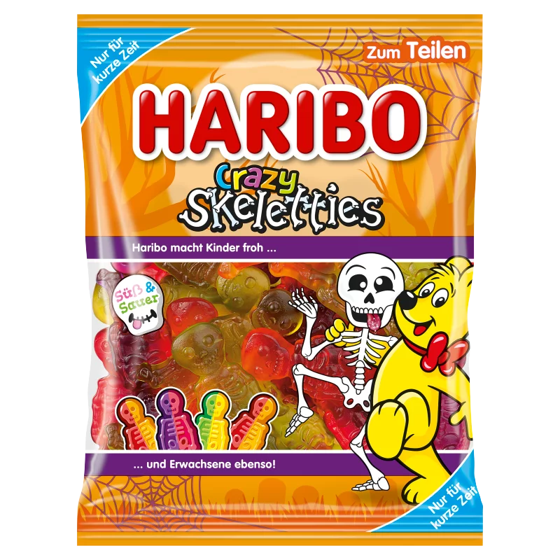 Haribo Crazy Skeletties gyümölcsízű gumicukorka 160 g 