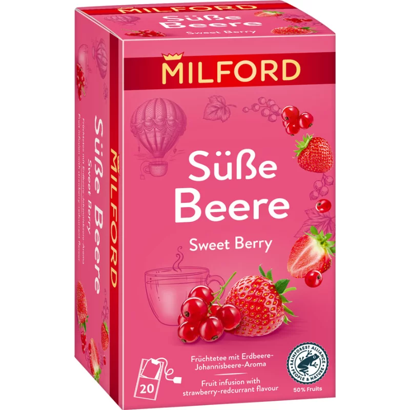 Milford gyümölcstea 20x2g földieper-ribizli