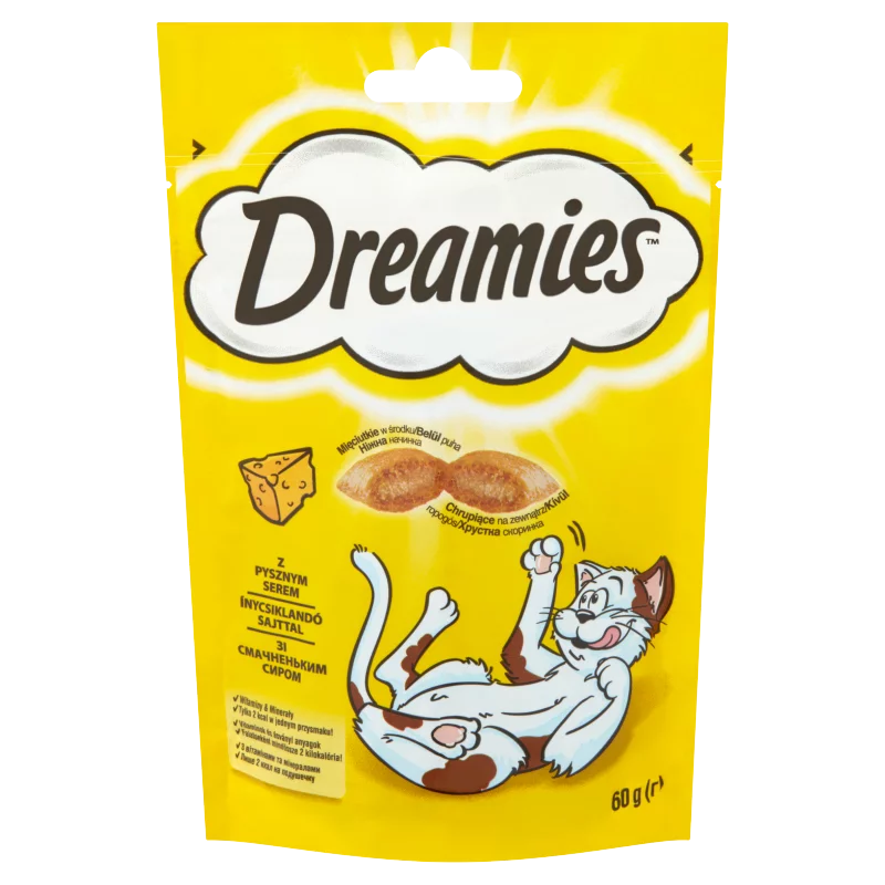 Dreamies kiegészítő száraz eledel sajttal felnőtt macskák és 8 hetesnél idősebb kölykök számára 60 g