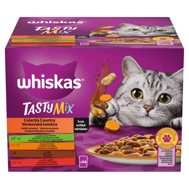 Whiskas Tasty Mix teljes értékű nedves eledel felnőtt macskáknak 24 x 85 g (2,04 kg)
