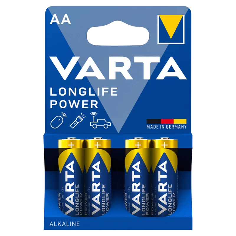 Varta Longlife Power AA LR6 1,5 V nagy teljesítményű alkáli elem 4 db