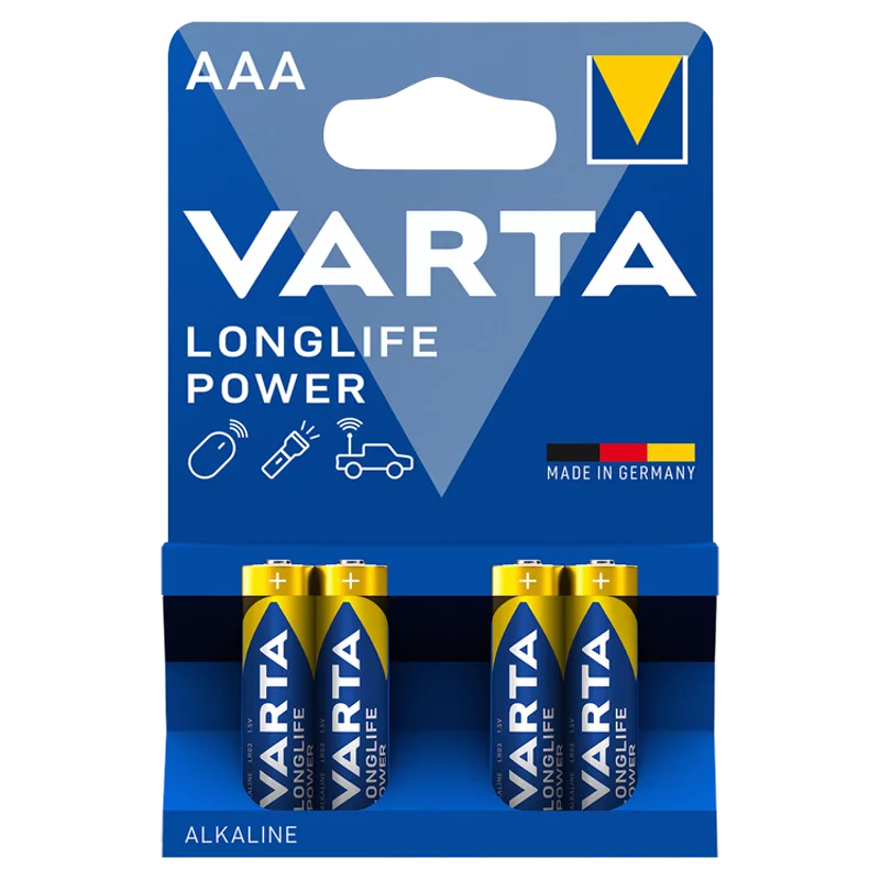 Varta Longlife Power AAA LR03 1,5 V nagy teljesítményű alkáli elem 4 db