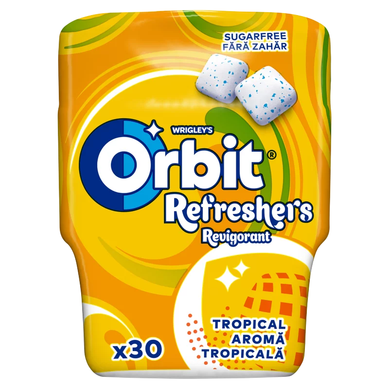 Orbit Refreshers Tropical gyümölcsízű cukormentes rágógumi édesítőszerrel 67 g
