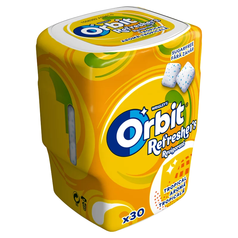 Orbit Refreshers Tropical gyümölcsízű cukormentes rágógumi édesítőszerrel 67 g