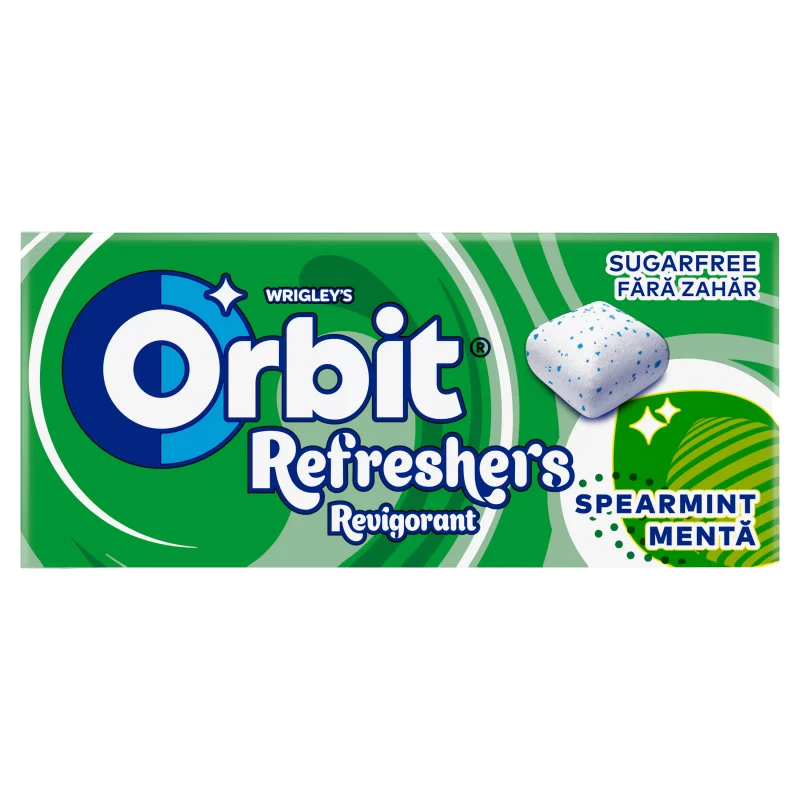 Orbit Refreshers Spearmint menta- és mentolízű cukormentes rágógumi édesítőszerrel 17,9 g