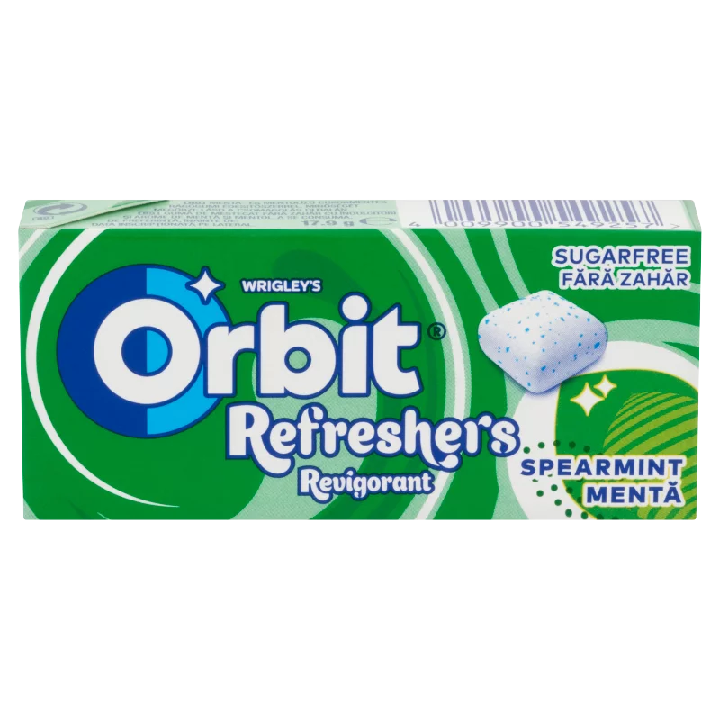 Orbit Refreshers Spearmint menta- és mentolízű cukormentes rágógumi édesítőszerrel 17,9 g