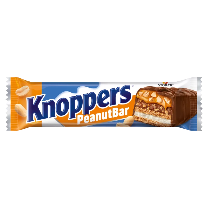 Knoppers PeanutBar tejkrémmel, földimogyorókrémmel töltött, tejcsokoládéval bevont ostyaszelet 40 g