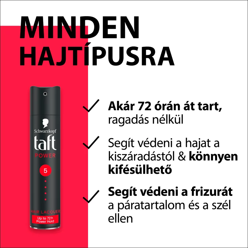 Taft Power hajlakk minden hajtípusra 250 ml