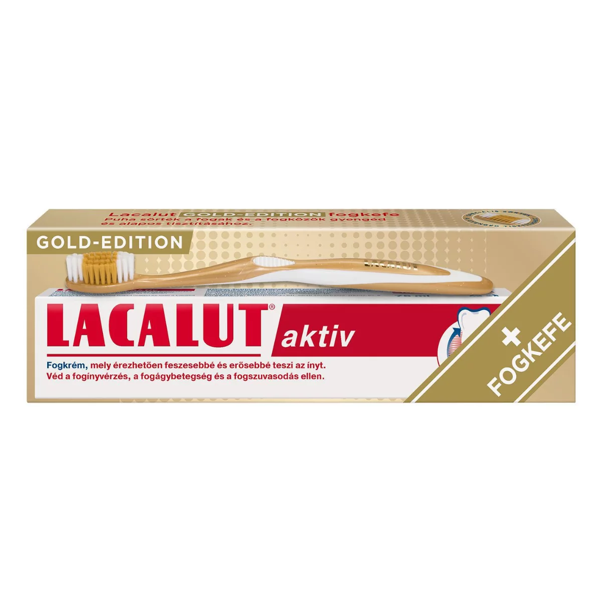 Lacalut fogkrém 75ml Aktiv + fogkefe Lacalut Gold Edition