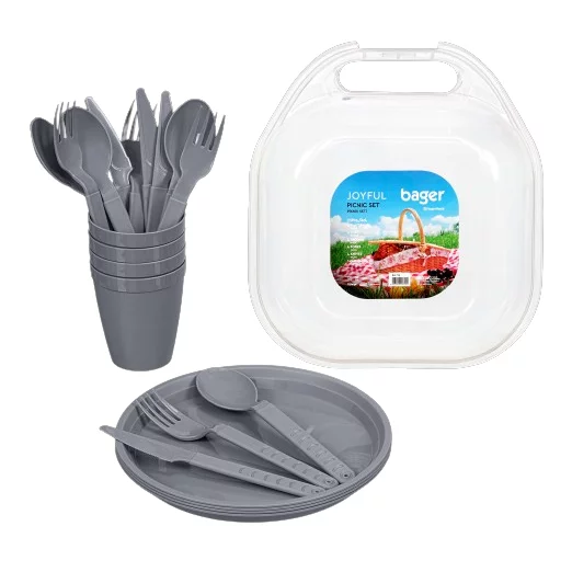 Joyful piknik szett 21db-os - Szürke