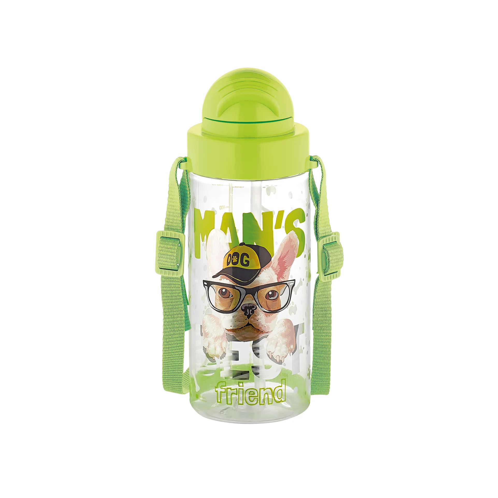 Mintás kulacs szívószállal 500ml Migo Tritan - Kutya