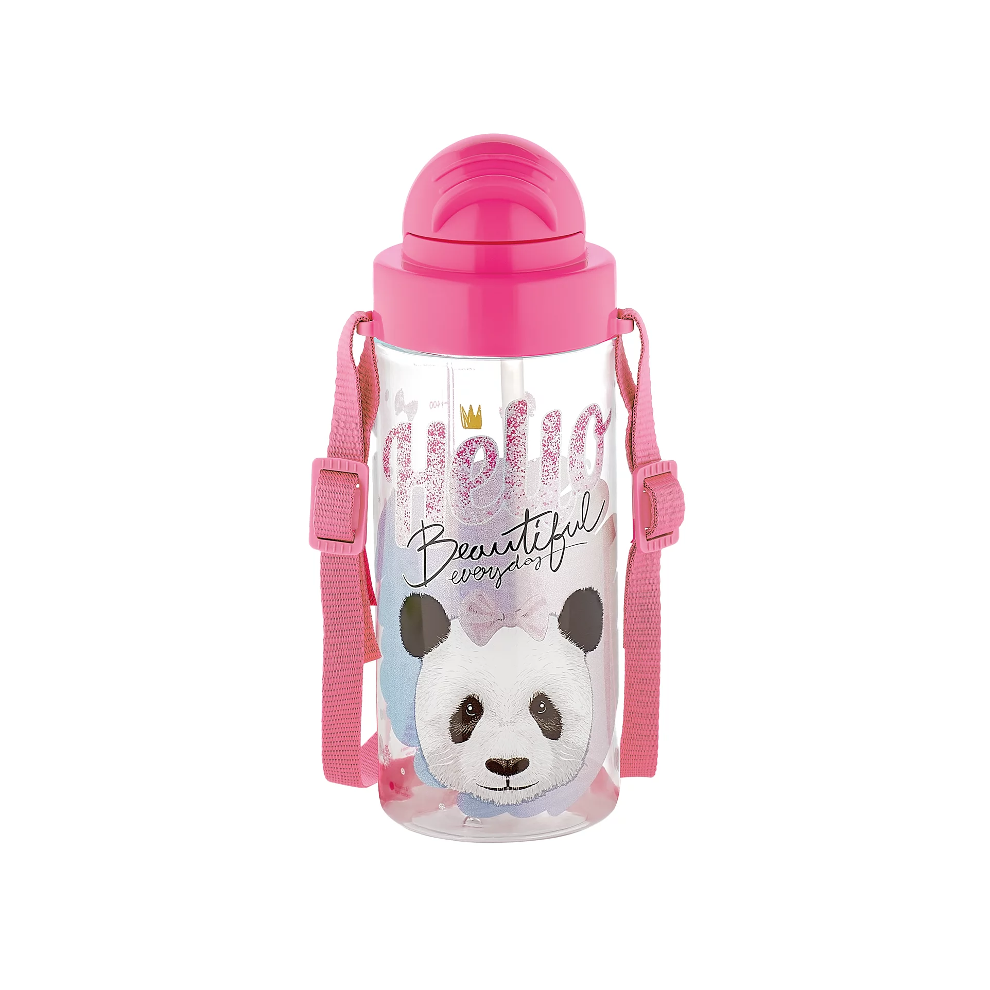 Mintás kulacs szívószállal 500ml Migo Tritan - Panda