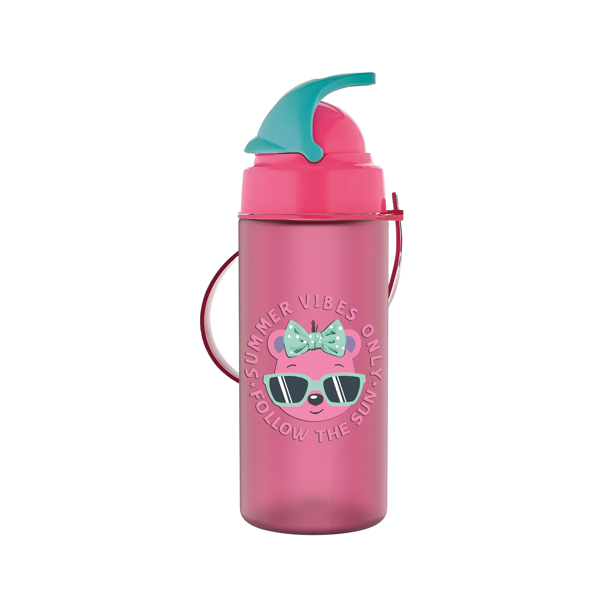 Színes palack szívószállal 500ml Sonic Tritan - Maci