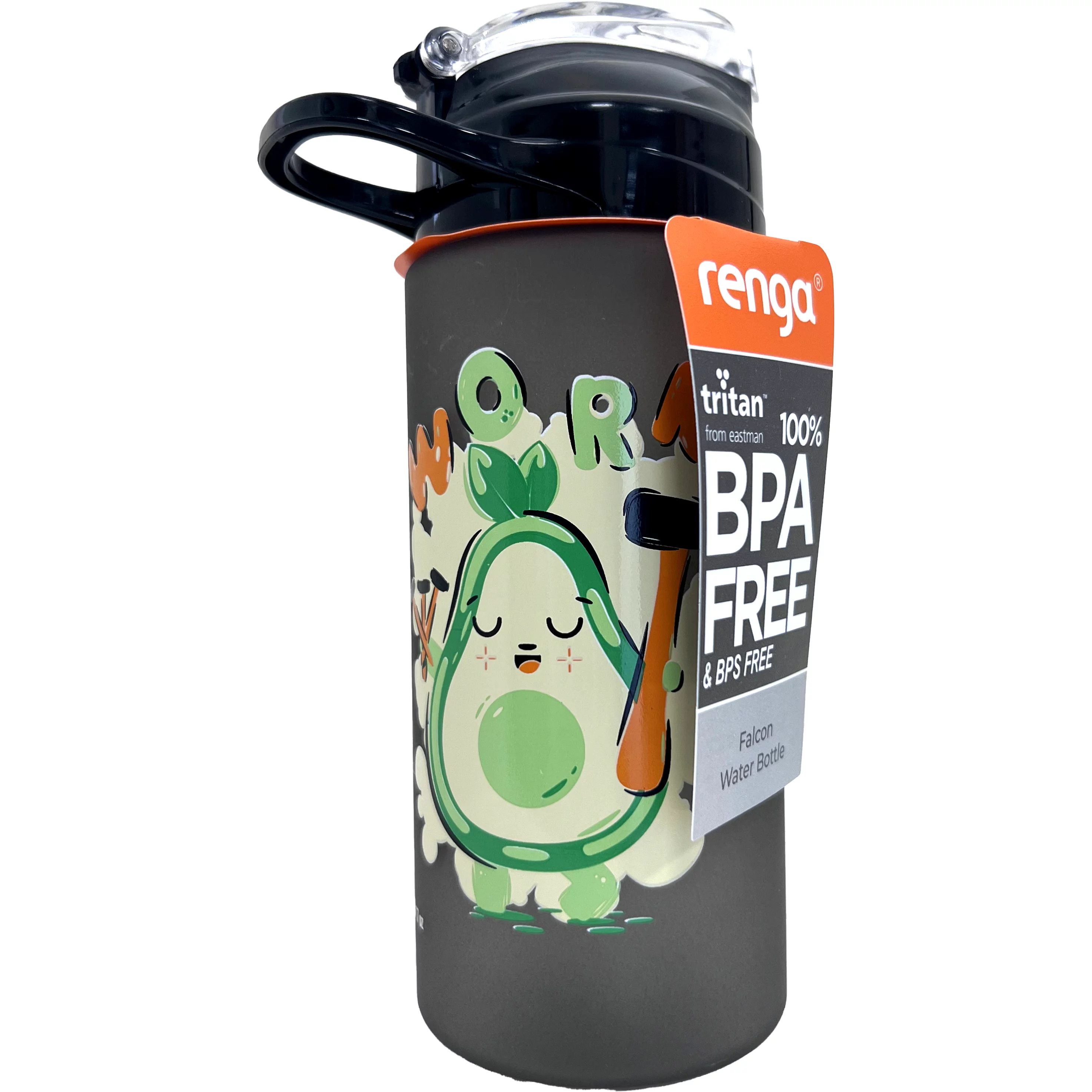 Színes mintás kulacs szívószállal 500ml Falcon Tritan - Avokádó