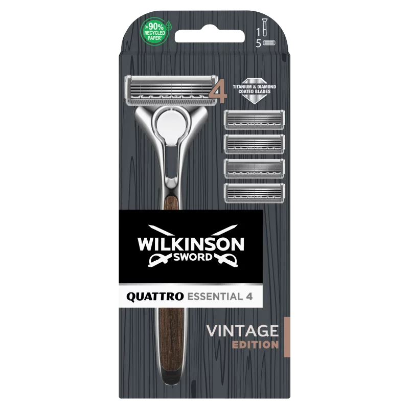 Wilkinson Sword Quattro Essential 4 Vintage Edition borotva 4 db cserélhető borotvabetéttel