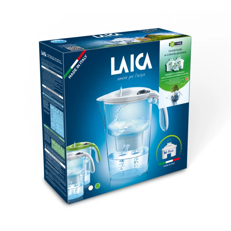 Laica Stream Line vízszűrő kancsó Eco series zöld + 2db bi-flux szűrőbetét