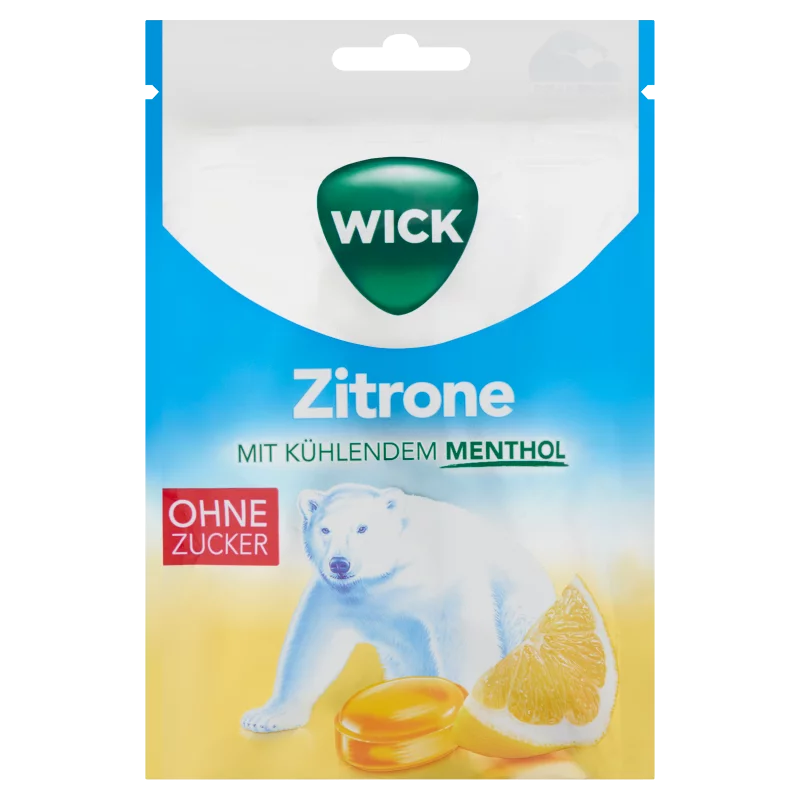 Wick cukormentes torokcukorka citrommal és mentával, édesítőszerekkel 72 g