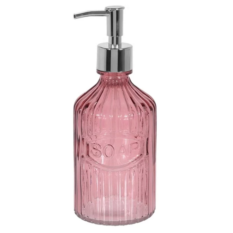 Folyékonyszappan adagoló - Rózsaszín üveg 450 ml 