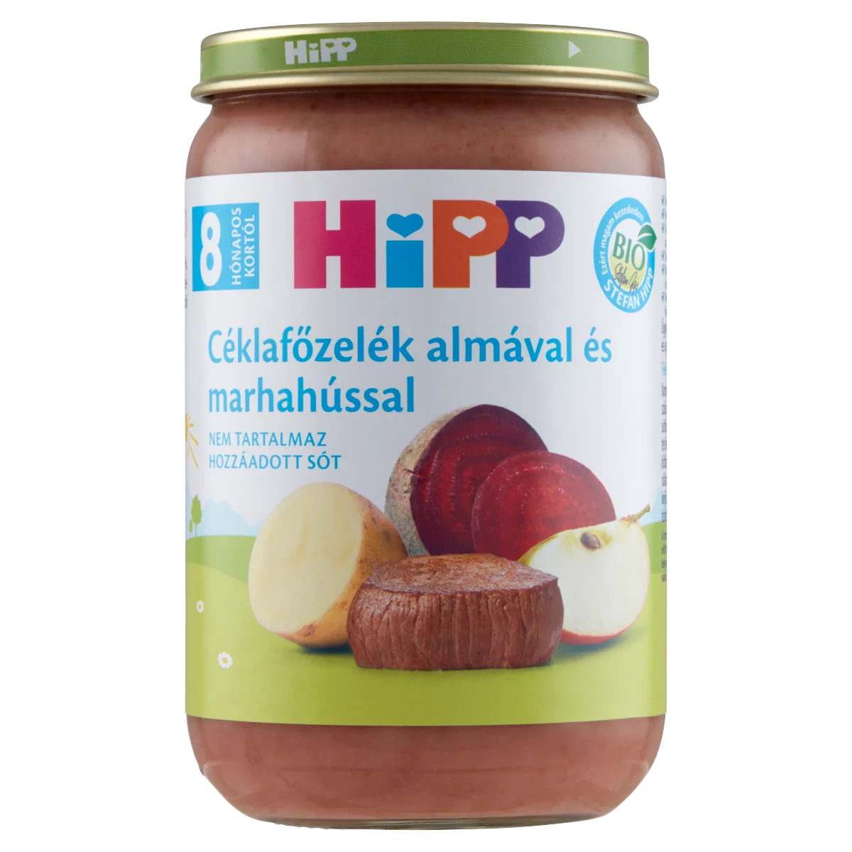 HiPP BIO céklafőzelék almával és marhahússal bébiétel 8 hónapos kortól 220 g