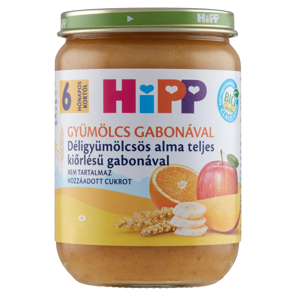 HiPP BIO déligyümölcsös alma teljes kiőrlésű gabonával bébidesszert 6 hónapos kortól 190 g